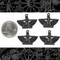 Black Plated Brass Mini Winged Egyptian Goddess Pendants or Charms - Set of Four - BB-P57